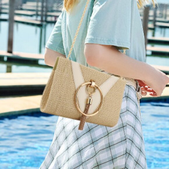 Neiman Marcus Summer Beach Straw Evening Bag - Picture 2 of 7